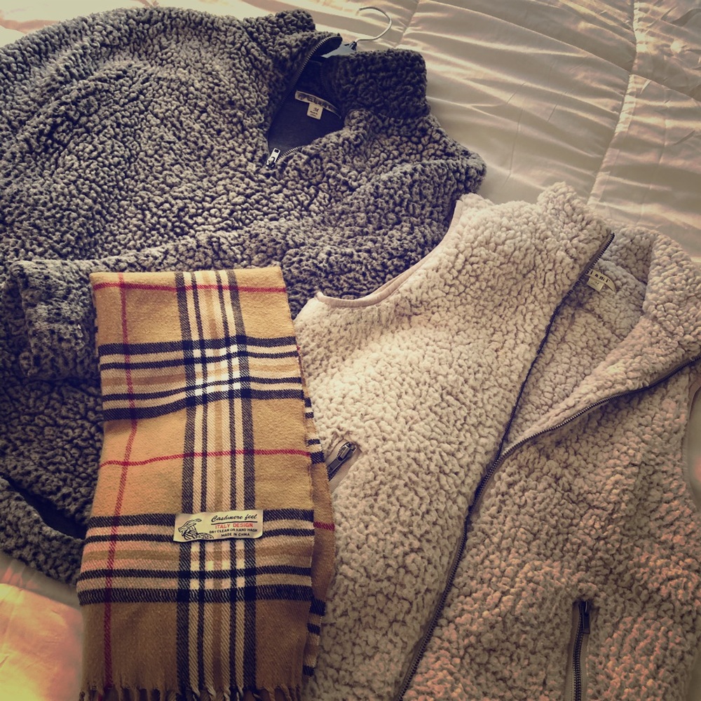 Bundle Only $50!! Sherpa Vest, pullover &Cashmere
